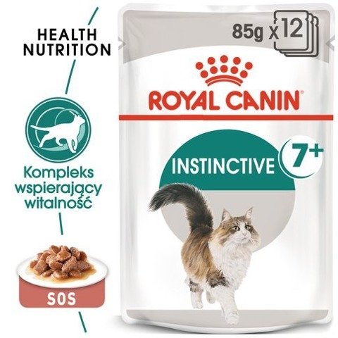 ROYAL CANIN  Instinctive +7 w sosie, karma mokra w sosie dla kotów starszych, wybrednych 12x85g
