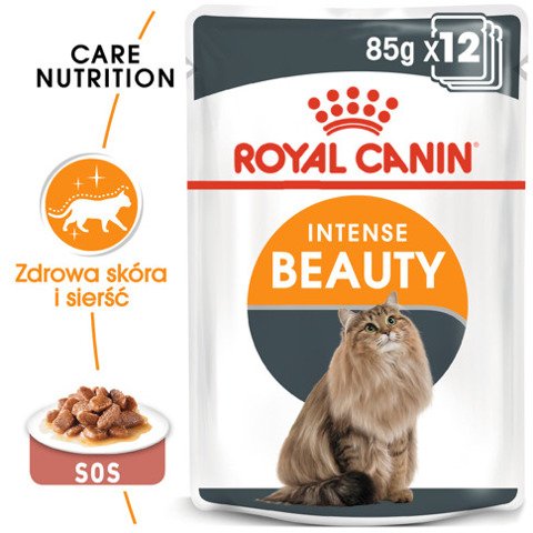 ROYAL CANIN  Intense Beauty w sosie, karma mokra w sosie dla kotów dorosłych, zdrowa skóra, piękna sierść 12x85g