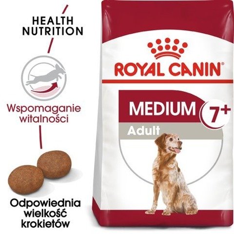 ROYAL CANIN Medium Adult 7+ karma sucha dla psów starszych od 7 do 10 roku życia, ras średnich 15kg