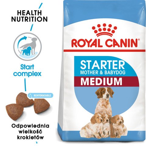 ROYAL CANIN Medium Starter Mother&Babydog  karma sucha dla dla suk w ciąży, w okresie laktacji i szczeniąt, od 4 do 8 tygodnia życia, ras średnich 15kg