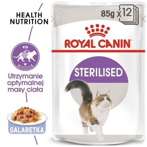 ROYAL CANIN  Sterilised w galaretce karma mokra w galaretce dla kotów dorosłych, sterylizowanych 12x85g
