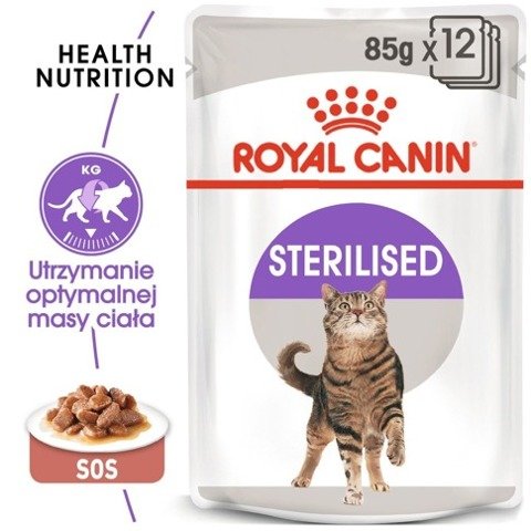 ROYAL CANIN  Sterilised w sosie karma mokra w sosie dla kotów dorosłych, sterylizowanych 12x85g