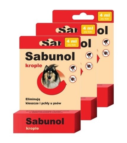 Sabunol Krople przeciw pchłom i kleszczom dla psa (20-40kg) 3x4ml