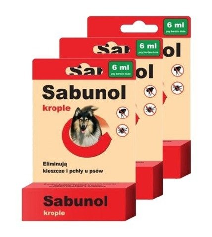 Sabunol Krople przeciw pchłom i kleszczom dla psa (40-60kg) 3x6ml