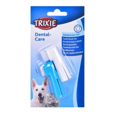 Trixie Zestaw szczoteczek do zębów psów i kotów, na palec