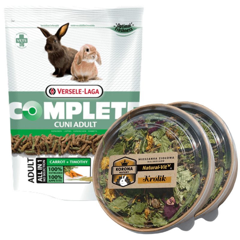 Versele-Laga Complete Cuni Adult 1,75kg + Natural-Vit zioła 2x70g zestaw karm dla królika