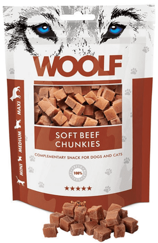 Woolf Przysmak dla psa Soft beef chunkies 100g