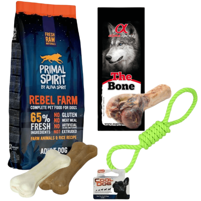 Zestaw Primal Spirit Rebel Farm 12kg + przysmaki i zabawka